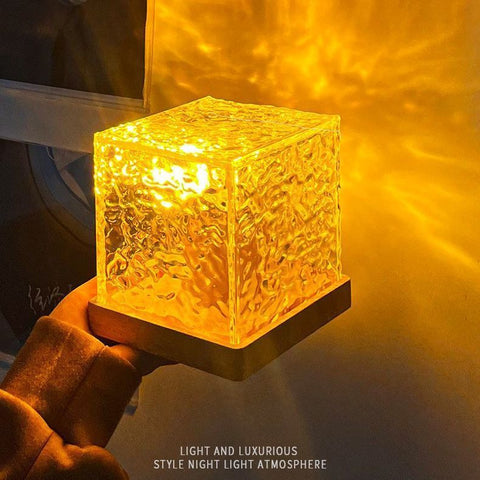 Dynamic Rotating Water Ripple Night Light 3 Colors Flame Crystal Lamp(with Remote Attached Usb Cable)