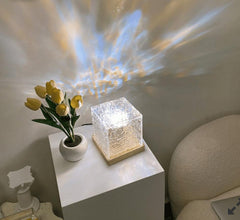 Dynamic Rotating Water Ripple Night Light 3 Colors Flame Crystal Lamp(with Remote Attached Usb Cable)